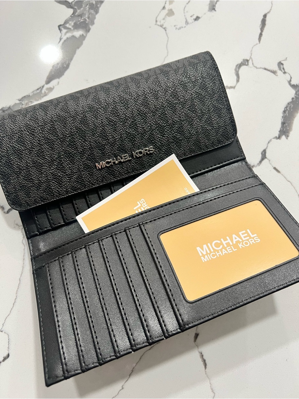 Michael Kors Black Signature Continental Wallet with Silver Logo - Picture 2 of 3